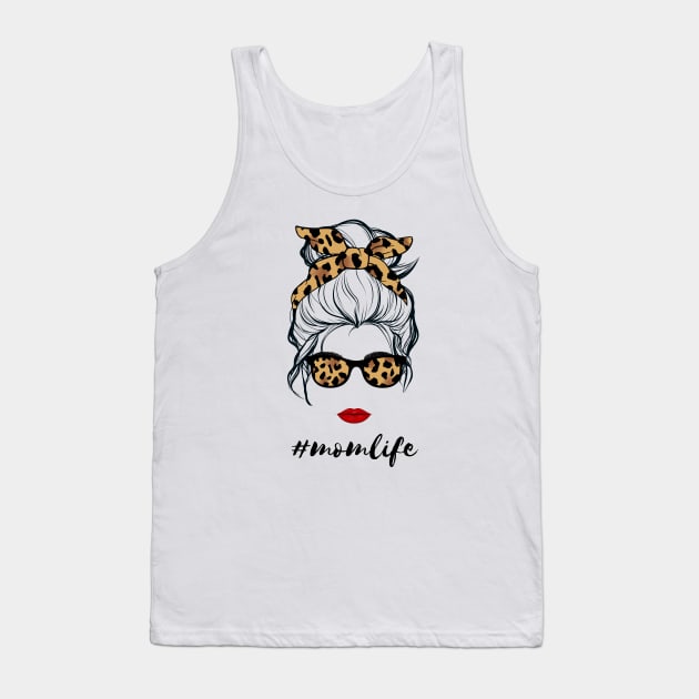 Mom Life Messy Bun Sunglasses #momlife Gift for Mothers Day Tank Top by springins